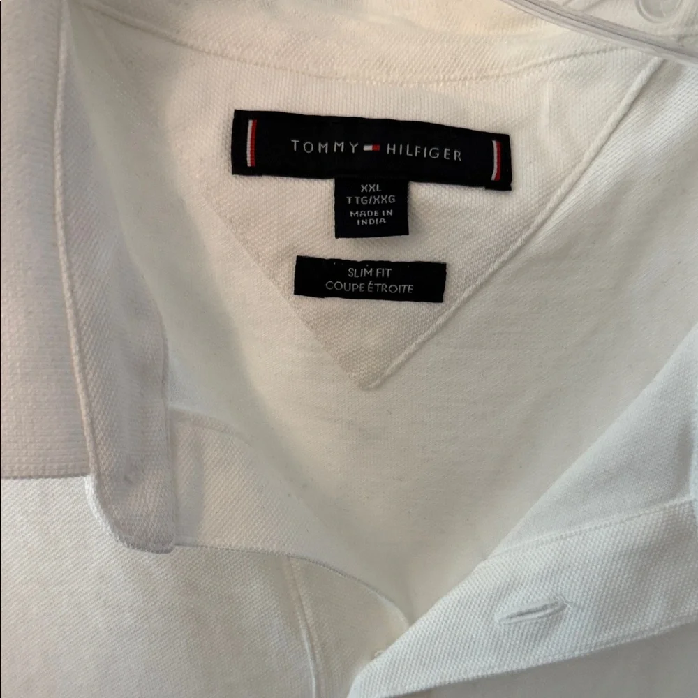 Tommy Hilfiger White Polo Shirt with Red and Blue Accents - Picture 2 of 5